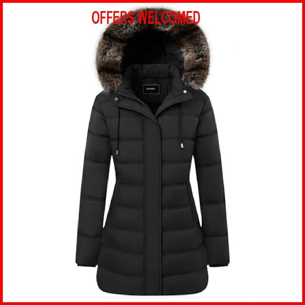 Women's Waterproof Puffer Jacket with Detachable Hood Winter Coat - Picture 2 of 8